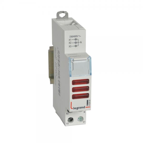 Vignette 2 produit Voyant � LED CX� triple 230V~ � 400V~  -  rouge  -  1 module | Ref : 412933