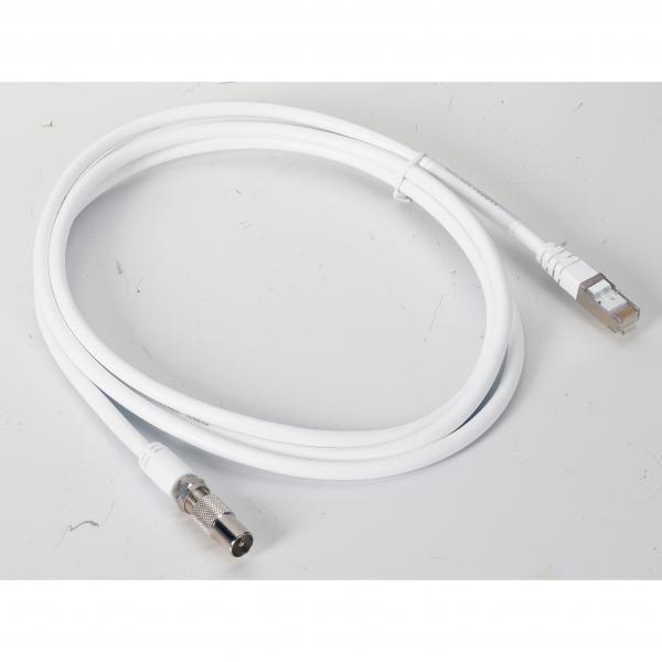 Vignette 2 produit Cordon coaxial pour raccordement téléviseur avec 1 embout coaxial et 1 embout RJ45 - longueur 2m | Ref : 413040