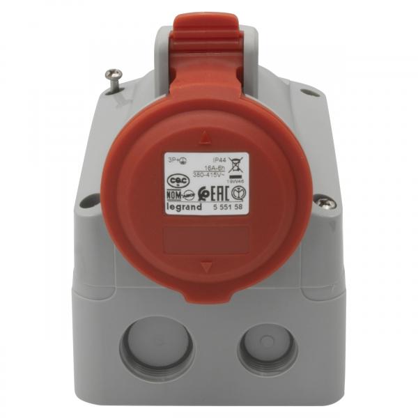 Vignette 2 produit Prise saillie fixe P17 IP44 16A  -  380V~  415V~  -  3P+T | Ref : 555158