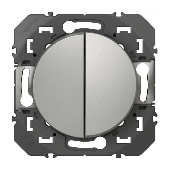 Vignette 2 produit Double interrupteur ou va - et - vient dooxie 10AX 250V~ finition alu | Ref : 600102