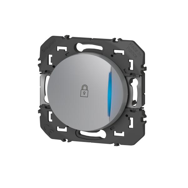 Vignette 2 produit Poussoir simple avec voyant lumineux et marquage cadenas dooxie 6A 250V~ finition alu | Ref : 600117