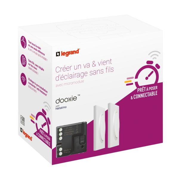 Vignette 2 produit Prt -  - poser dooxie crer un va - et - vient avec 2 commandes sans fil et 1 micromodule livr complet blanc | Ref : 600699