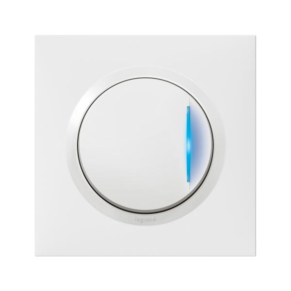 Vignette 2 produit Interrupteur ou va - et - vient avec voyant tmoin dooxie one 10AX 250V~ livr avec plaque carre blanche et griffes | Ref : 600710