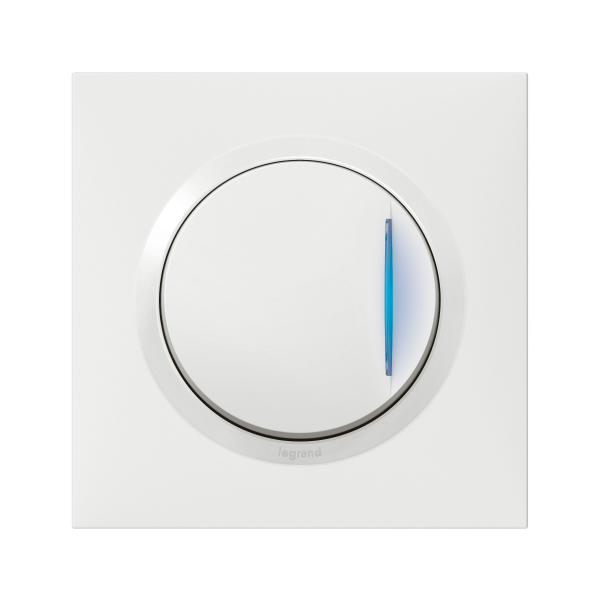 Vignette 2 produit Poussoir simple avec voyant lumineux dooxie one 6A 250V~ livré avec plaque carrée blanche et griffes | Ref : 600716