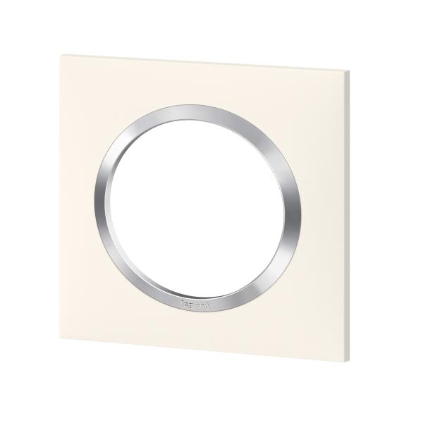 Vignette 2 produit Plaque carre dooxie 1 poste finition blanc avec bague effet chrome | Ref : 600841