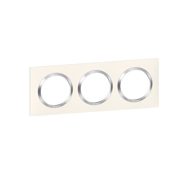 Vignette 2 produit Plaque carre dooxie 3 postes finition blanc avec bague effet chrome | Ref : 600843