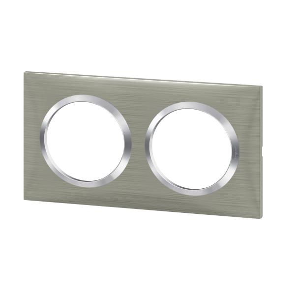 Vignette 2 produit Plaque carre dooxie 2 postes finition effet inox bross | Ref : 600872