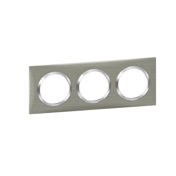 Vignette 2 produit Plaque carre dooxie 3 postes finition effet inox bross | Ref : 600873