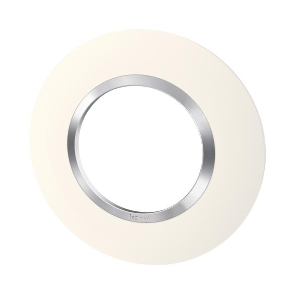 Vignette 2 produit Plaque ronde dooxie 1 poste finition blanc avec bague effet chrome | Ref : 600973