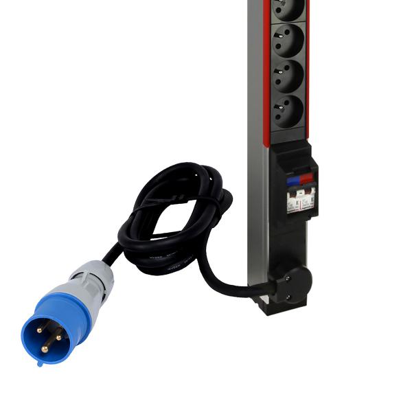 Vignette 2 produit PDU standard monophasé Zéro - U LCS³ avec 24 prises 2P+T et cordon d'alimentation 3m avec fiche 2P+T | Ref : 646851