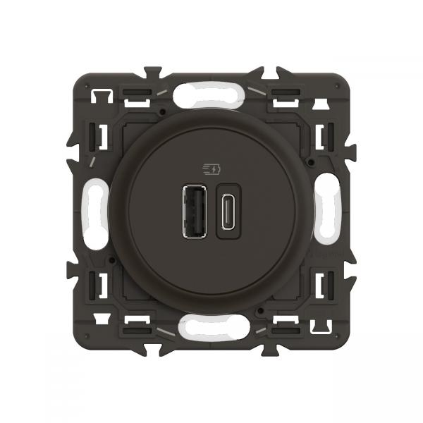 Vignette 2 produit Prise USB Cliane Type-A + Type-C 20W - bornes  vis - prmont Noir | Ref : CE0153