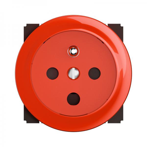 Vignette 2 produit Prise 2P+T  dtrompage nouveau Cliane avec enjoliveur rouge | Ref : CM0115