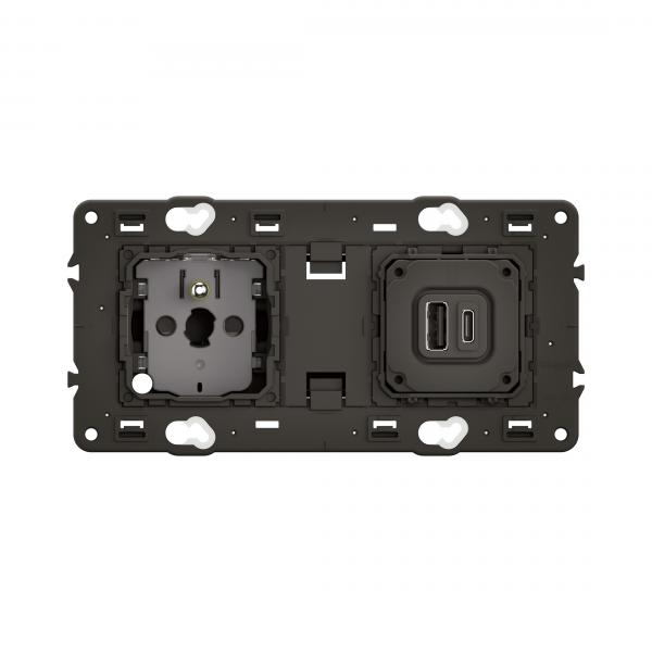 Vignette 2 produit Prise 2P+T + prise 2USB Type-A + Type-C Cliane 20W Power Delivery | Ref : CM0143