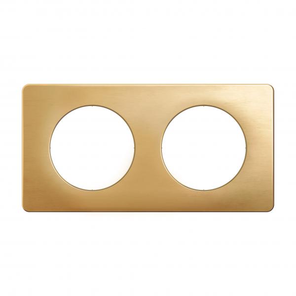 Vignette 2 produit Plaque de finition nouveau Cliane 2 postes - Laiton Satin | Ref : CP1202
