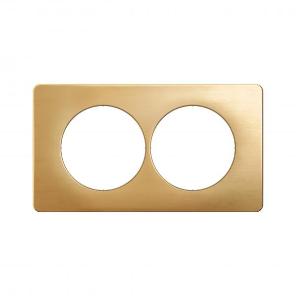 Vignette 2 produit Plaque de finition nouveau Cliane 2 postes spciale rnovation - Laiton Satin | Ref : CP1206