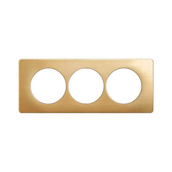 Vignette 2 produit Plaque de finition nouveau Cliane 3 postes spciale rnovation - Laiton Satin | Ref : CP1207