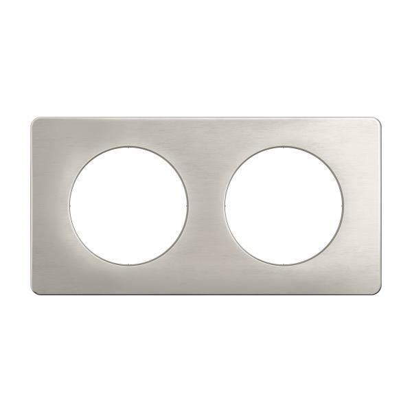 Vignette 2 produit Plaque de finition nouveau Cliane 2 postes - Alu Satin | Ref : CP1702