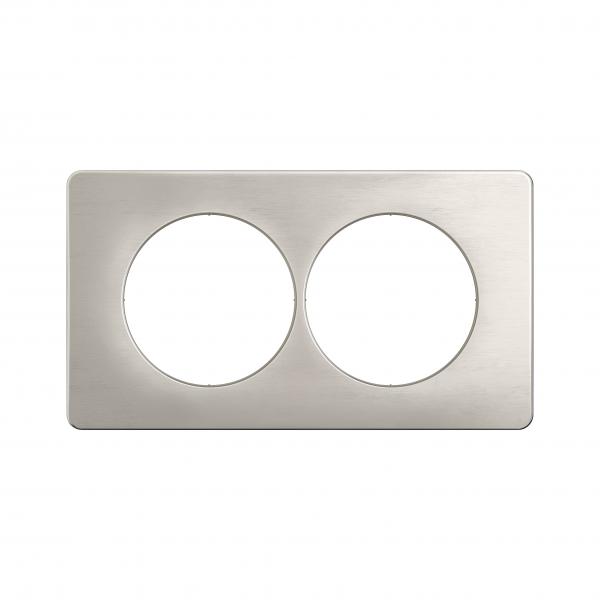 Vignette 2 produit Plaque de finition nouveau Cliane 2 postes spciale rnovation - Alu Satin | Ref : CP1706