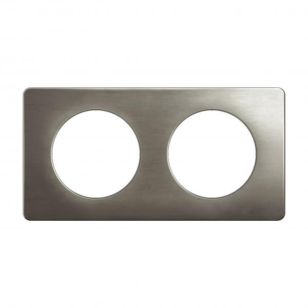 Vignette 2 produit Plaque de finition nouveau Céliane 2 postes - Acier Satiné | Ref : CP1802