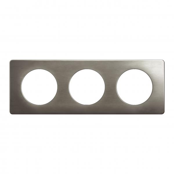 Vignette 2 produit Plaque de finition nouveau Céliane 3 postes - Acier Satiné | Ref : CP1803
