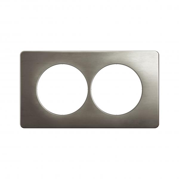 Vignette 2 produit Plaque de finition nouveau Cliane 2 postes spciale rnovation - Acier Satin | Ref : CP1806