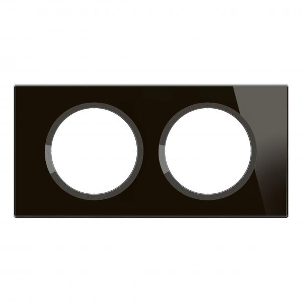 Vignette 2 produit Plaque de finition nouveau Cliane 2 postes - Verre Onyx Noir | Ref : CP1902