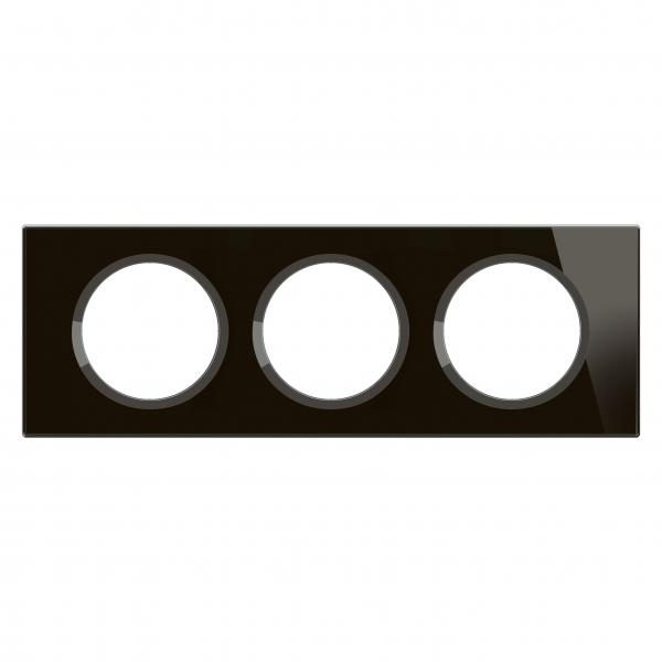 Vignette 2 produit Plaque de finition nouveau Cliane 3 postes - Verre Onyx Noir | Ref : CP1903