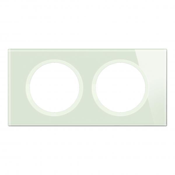 Vignette 2 produit Plaque de finition nouveau Cliane 2 postes - Verre Opale Blanc | Ref : CP2002