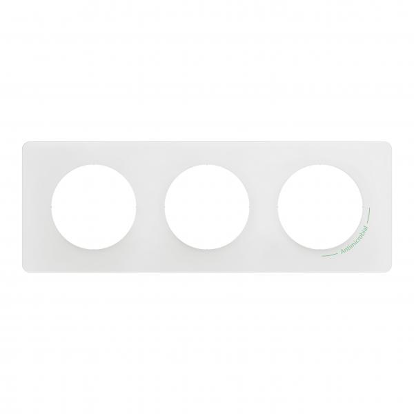 Vignette 2 produit Plaque de finition nouveau Cliane 3 postes - Blanc antimicrobien | Ref : CP2603
