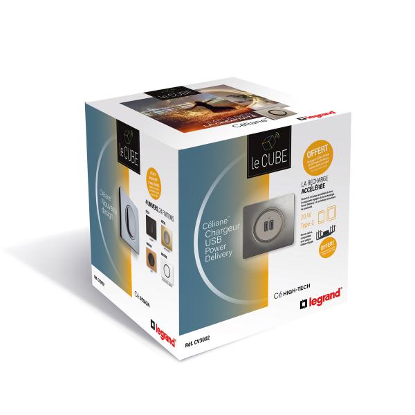 Vignette 2 produit Cube Innovation Double Chargeur USB Type C 20W Bornes automatiques Cliane | Ref : CV3002