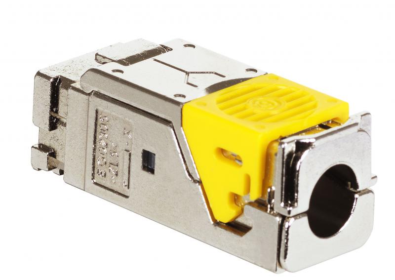 Vignette 3 produit Ref : 033775 | Lot de 6 connecteurs RJ45 cat.6A LCS pour panneau brassage STP droit et angle