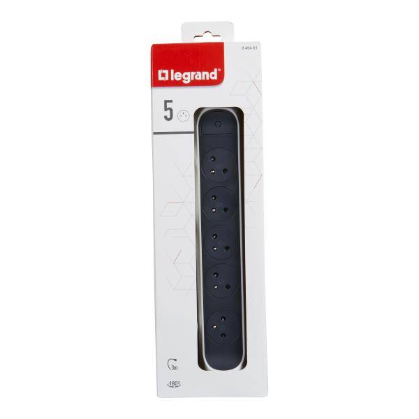 Vignette 3 produit Ref : 049461 | Rallonge 5x2P+T Surface avec interrupteur et cordon 3m 3G 1.5mm - blanc/gris