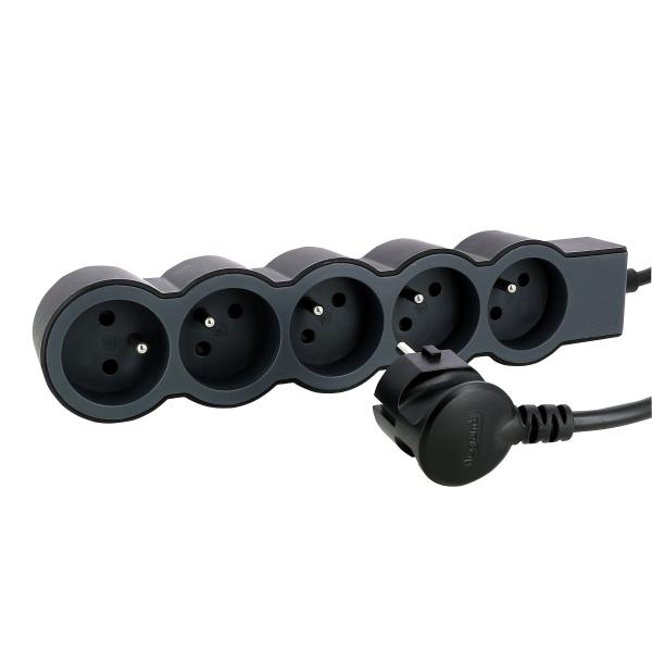 Vignette 3 produit Ref : 049482 | Rallonge 5x2P+T avec cordon 1.5m 3G 1mm² - noir/gris foncé