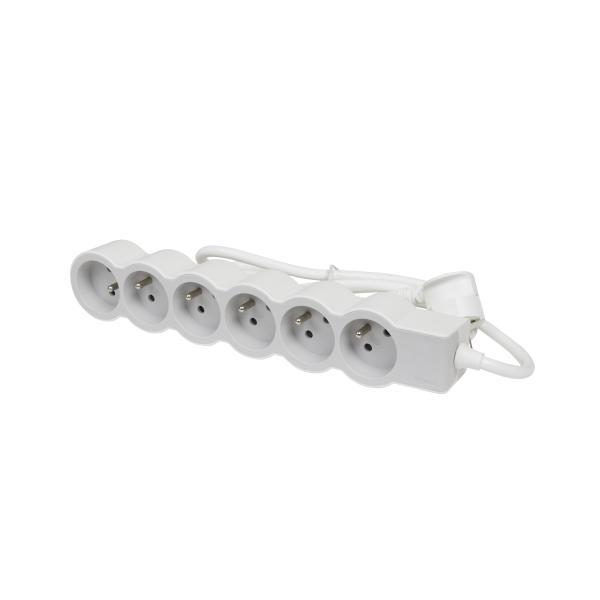 Vignette 3 produit Ref : 049484 | Rallonge 6x2P+T avec cordon 1.5m 3G 1mm - blanc/gris clair