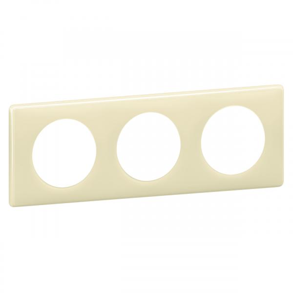 Vignette 3 produit Ref : 066623 | Plaque Cliane Laqu 3 postes  -  finition Ivoire