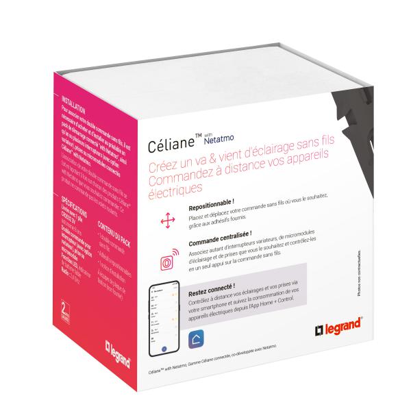 Vignette 3 produit Ref : 067724A | Cde double sans fils clairage/prise Cliane with Netatmo sans plaque blanc