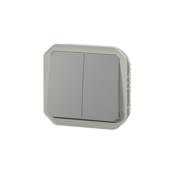 Vignette 3 produit Ref : 069525L | Commande double interrupteur ou poussoir Plexo composable gris