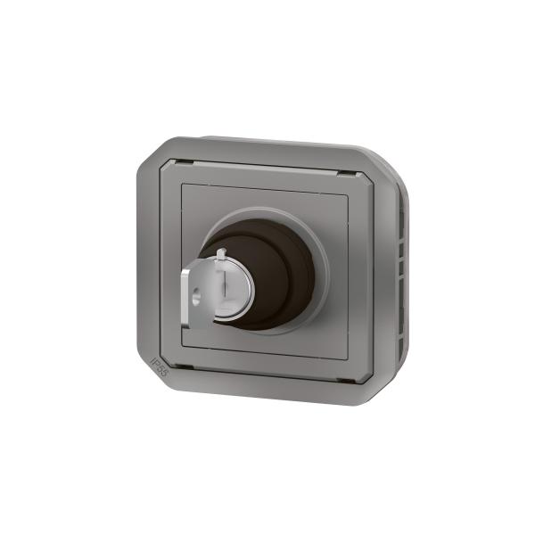 Vignette 3 produit Ref : 069534L | Interrupteur à clé Ronis 2 positions Plexo composable gris