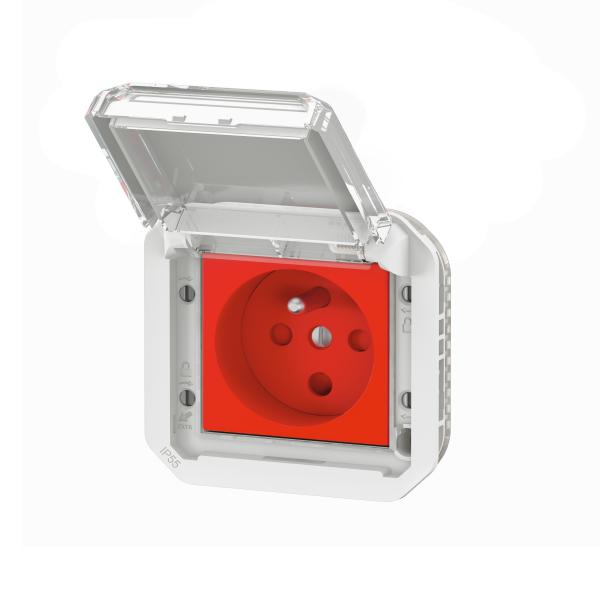 Vignette 3 produit Ref : 069553L | Prise de courant 2P+T  dtrompage Plexo composable gris