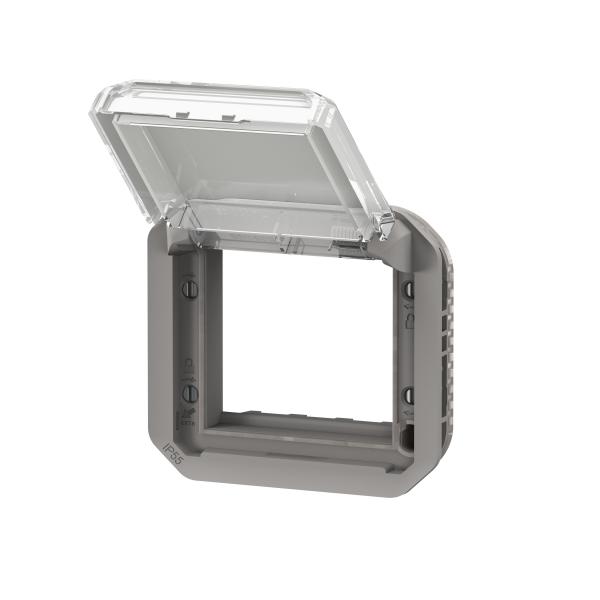 Vignette 3 produit Ref : 069580L | Adaptateur Plexo  volet transparent pour Mosaic - composable gris