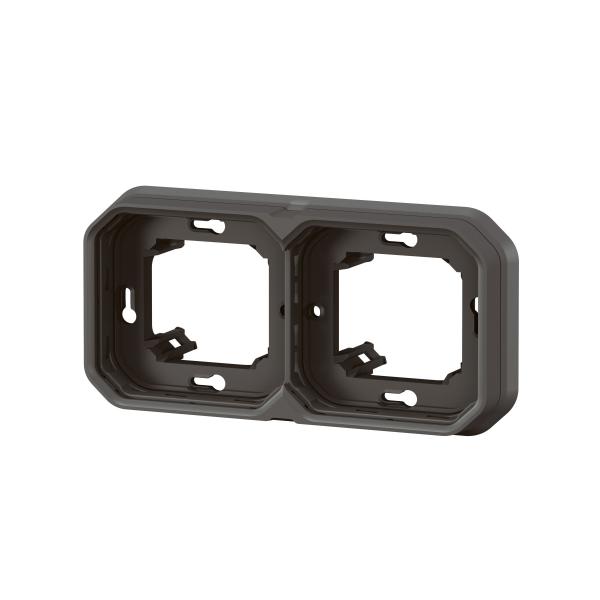 Vignette 3 produit Ref : 069607L | Support plaque encastr 2 postes montage horizontal/vertical Plexo anthracite
