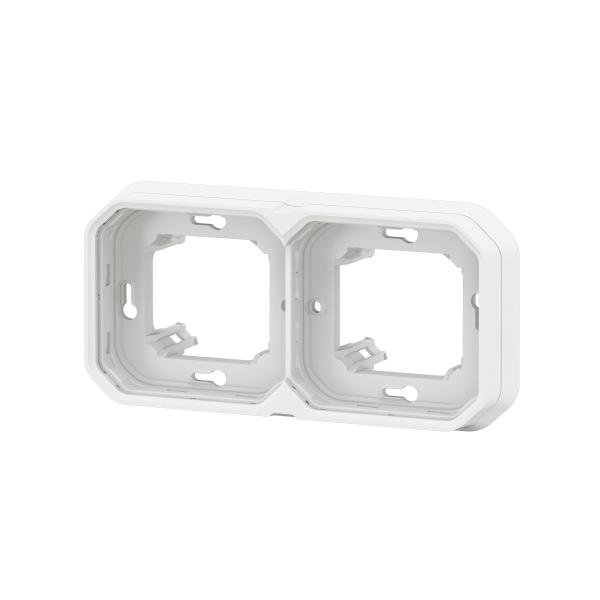 Vignette 3 produit Ref : 069694L | Support plaque encastr 2 postes montage horizontal/vertical Plexo blanc