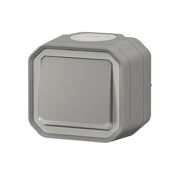 Vignette 3 produit Ref : 069713L | Interrupteur ou va-et-vient lumineux 10AX 250V Plexo complet saillie gris