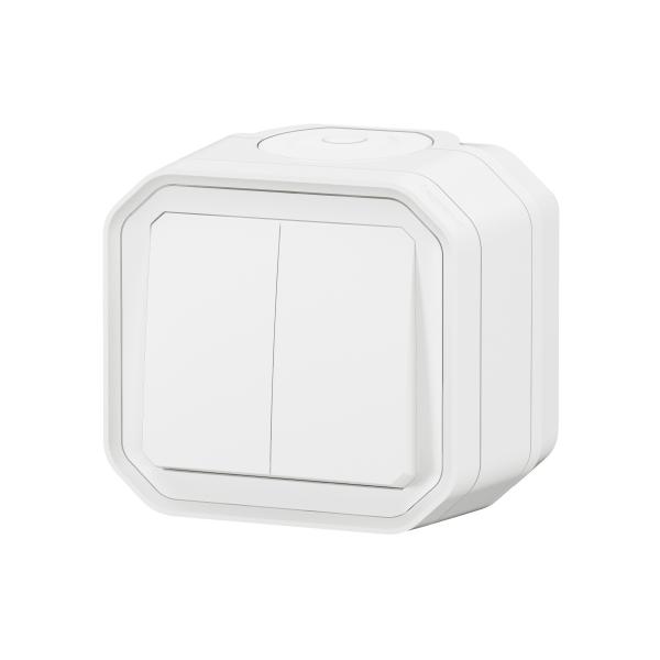 Vignette 3 produit Ref : 069755L | Commande double interrupteur ou poussoir Plexo complet saillie blanc