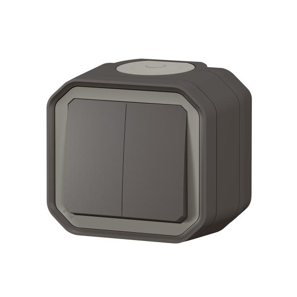 Vignette 3 produit Ref : 069775L | Commande double interrupteur ou poussoir Plexo complet saillie anthracite