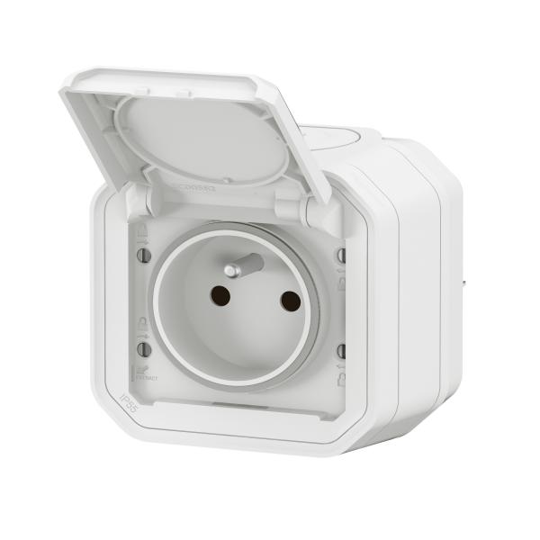 Vignette 3 produit Ref : 069781L | Prise de courant 2P+T Plexo complet saillie blanc