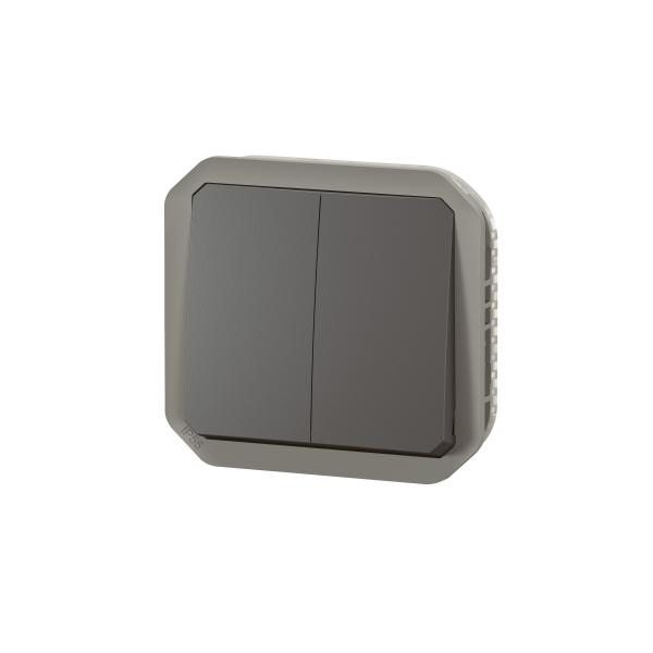Vignette 3 produit Ref : 069805L | Commande double interrupteur ou poussoir Plexo composable anthracite