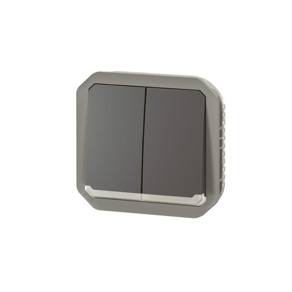 Vignette 3 produit Ref : 069806L | Commande double interrupteur ou poussoir lumineux Plexo composable anthracite