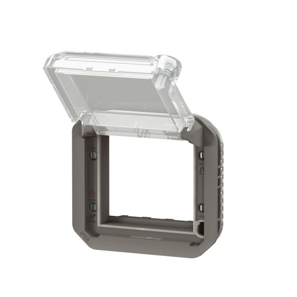 Vignette 3 produit Ref : 069845L | Adaptateur Plexo verrouillable  volet transparent pour Mosaic -compo anthracite