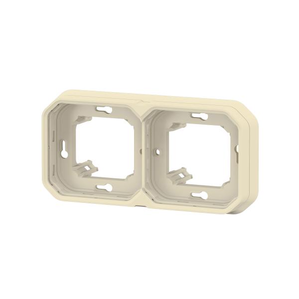 Vignette 3 produit Ref : 069853L | Support plaque encastr 2 postes montage horizontal/vertical Plexo sable